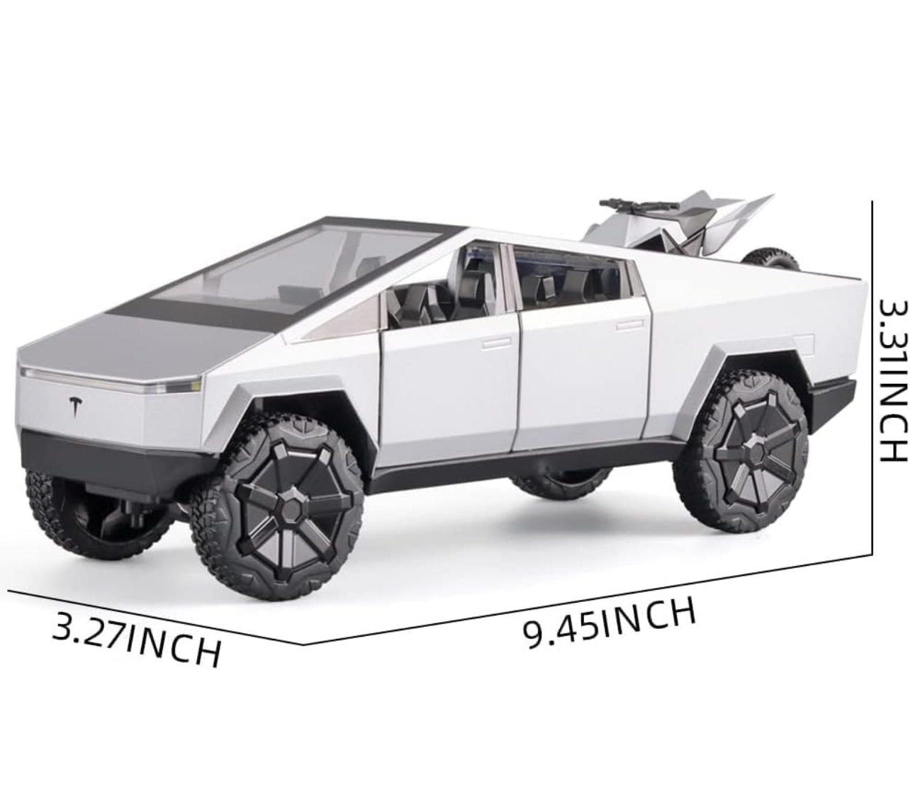 1:24 Tesla Cybertruck Pickup with Motorcycle – Diecast Alloy Toy Car with Lights & Sound