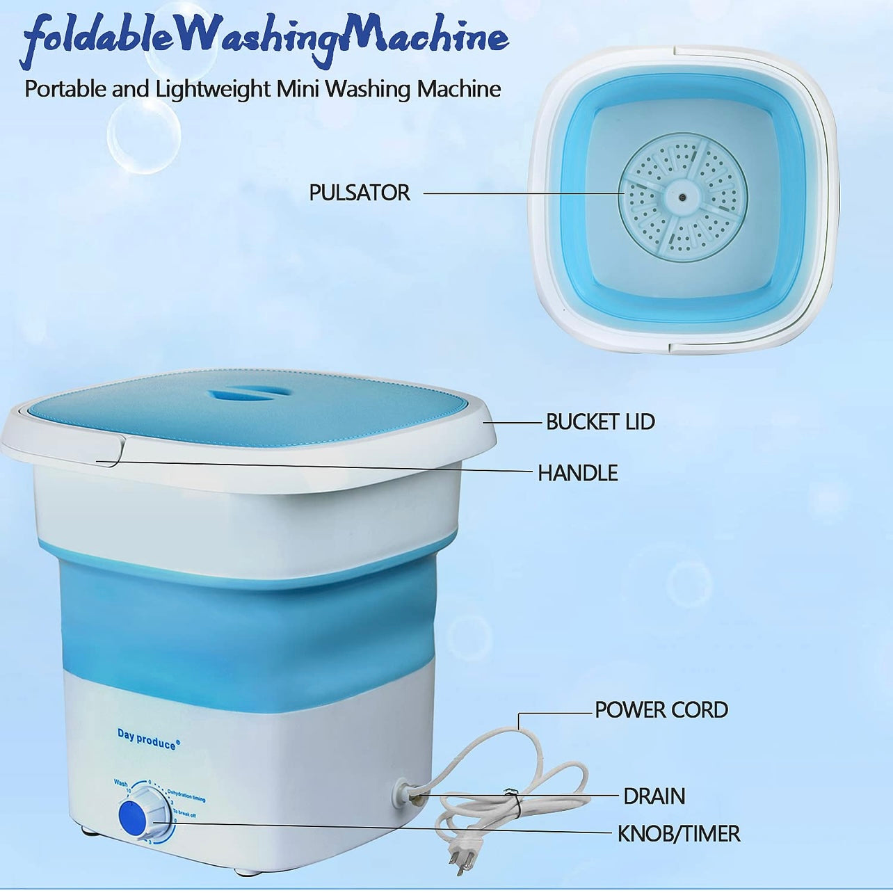 Foldable Mini Washing Machine With Dryer – Compact & Travel-Friendly
